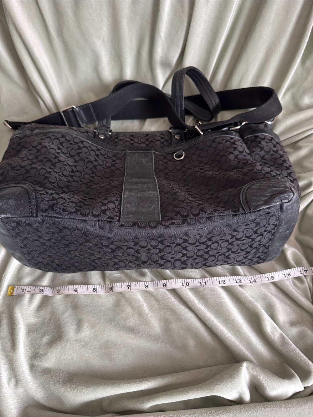 Coach Black Signature Canvas Convertible Shoulder Tote - Picture 9 of 11